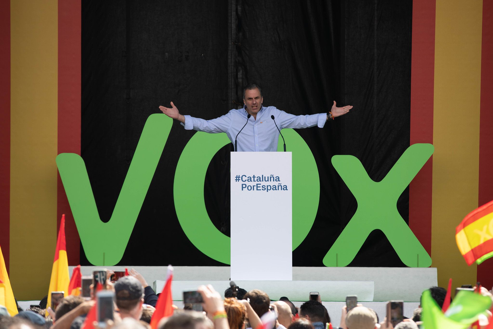 Ortega Smith durante un mitin de Vox.