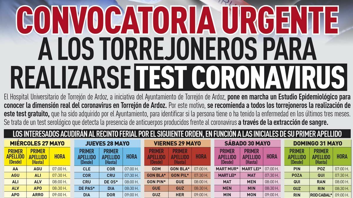 cartel-coronavirus-test-torrejon-de-ardoz