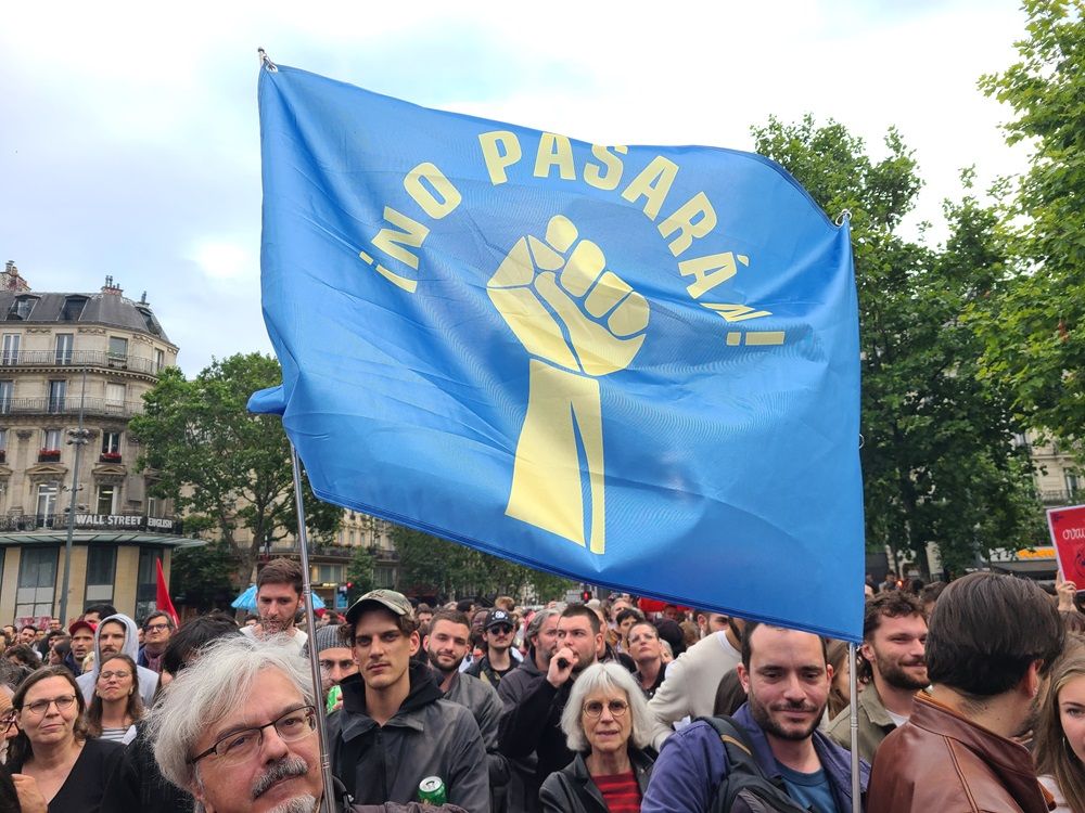 Una protesta del Nuevo Frente Popular en la Plaza de la Republica. Foto Carlos dee Uraba