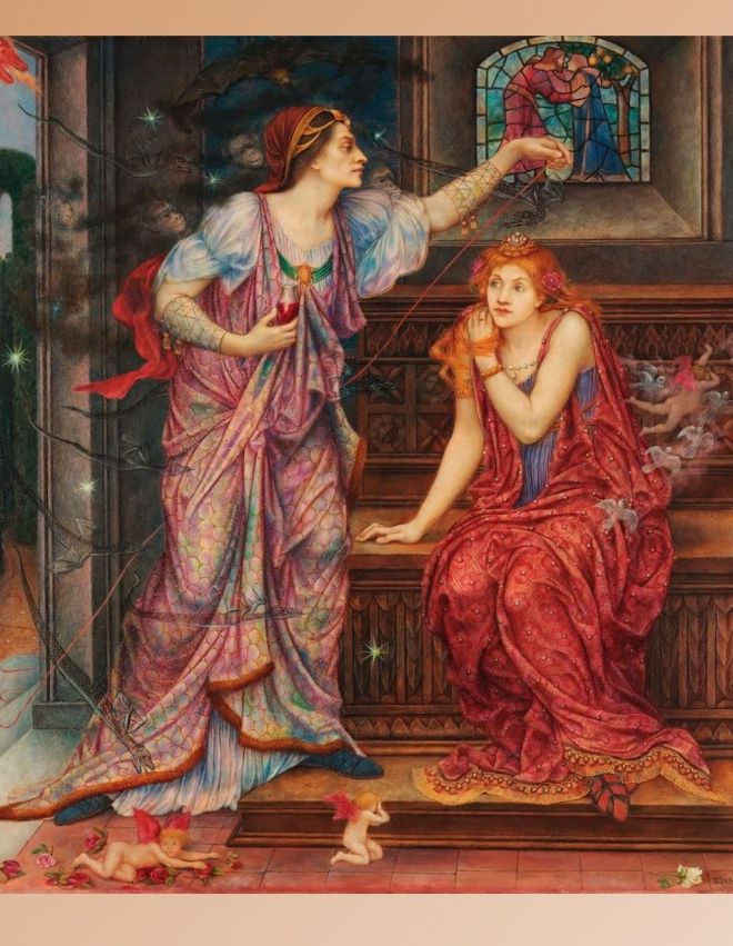 Evelyn de Morgan, Queen Eleanor & Fair Rosamund, 1905. The De Morgan Collection, London.