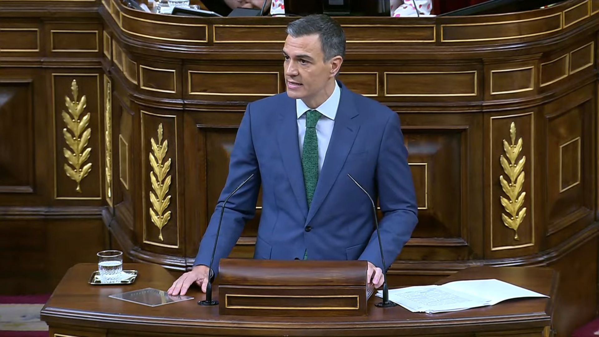 Pedro Sánchez esta mañana en el Congreso durante la presentación del plan de regeneración democrática