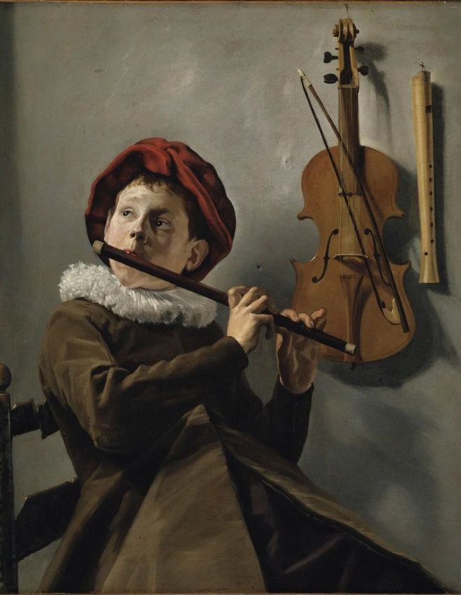 Joven tocando la flauta (c. 1635) óleo sobre lienzo Nationalmuseum, Estocolmo