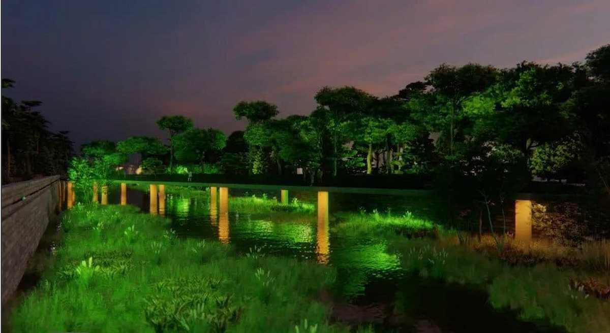 Imagen creada por ordenador de la futura iluminación del tramo urbano del río Manzanares. | Foto: Ecologistas en Acción