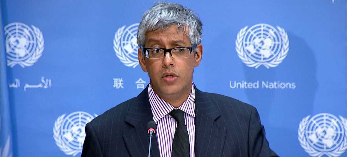 El portavoz adjunto de la ONU, Farhan Haq, ante la prensa en Nueva York, se refiere a los empleados despedidos. | Foto: ONU