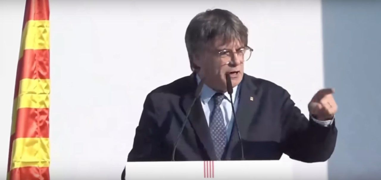 Puigdemont durante su último mitin en Barcelona.