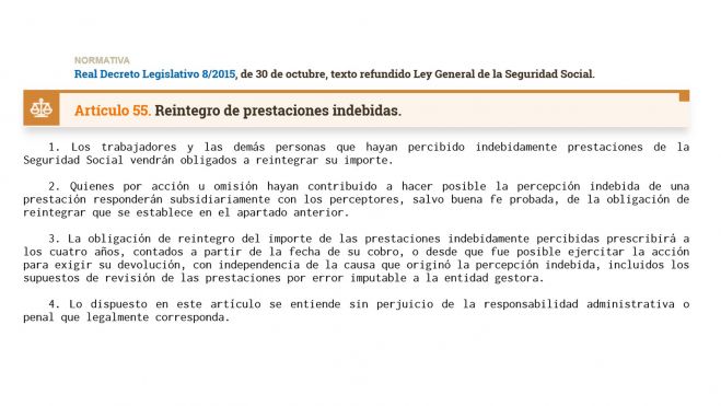 Artículo 55. Real Decreto Legislativo 8 2015 de 30 de octubre texto refundido Ley General de la Seguridad Social