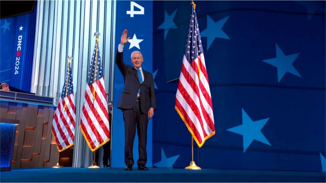 Bill Clinton en la Convención Democrata en Chicago