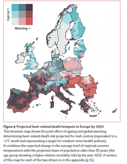 Carga de mortalidad relacionada con la temperatura y cambio proyectado en regiones europeas