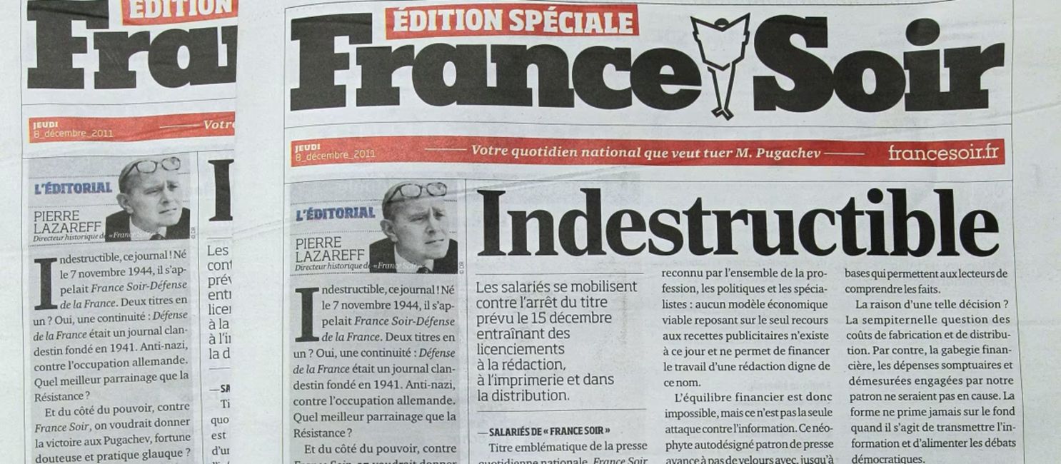 France-Soir, un medio de comunicación basura, según la Justicia francesa.