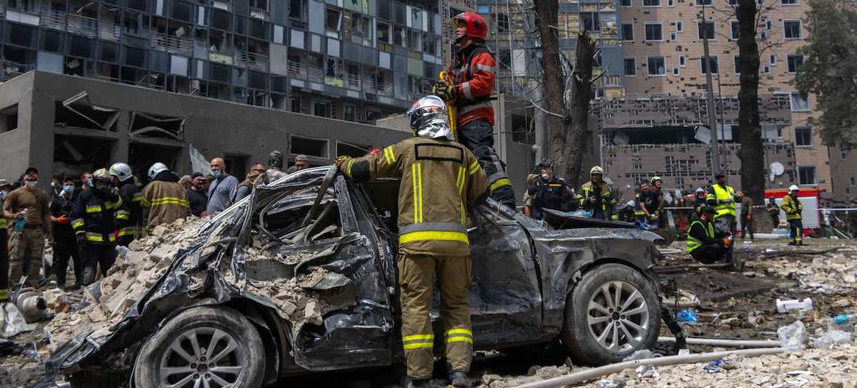 Resultado de un ataque con misiles en el centro de Kiev, Ucrania. | Foto: UNICEF/Ukraine