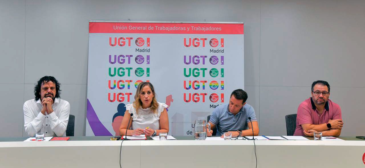 Marina Prieto, secretaria general de UGT Madrid y Juan Lorido, FICA UGT Madrid presenta el informe de “Transición Energética, Reindustrialización y Creación de Empleo de Calidad”, foto Agustín Millán