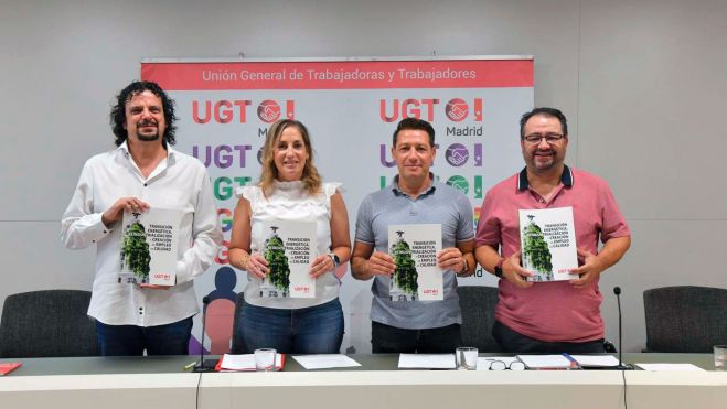 Marina Prieto, secretaria general de UGT Madrid y Juan Lorido, FICA UGT Madrid presenta el informe de “Transición Energética, Reindustrialización y Creación de Empleo de Calidad”, foto Agustín Millán