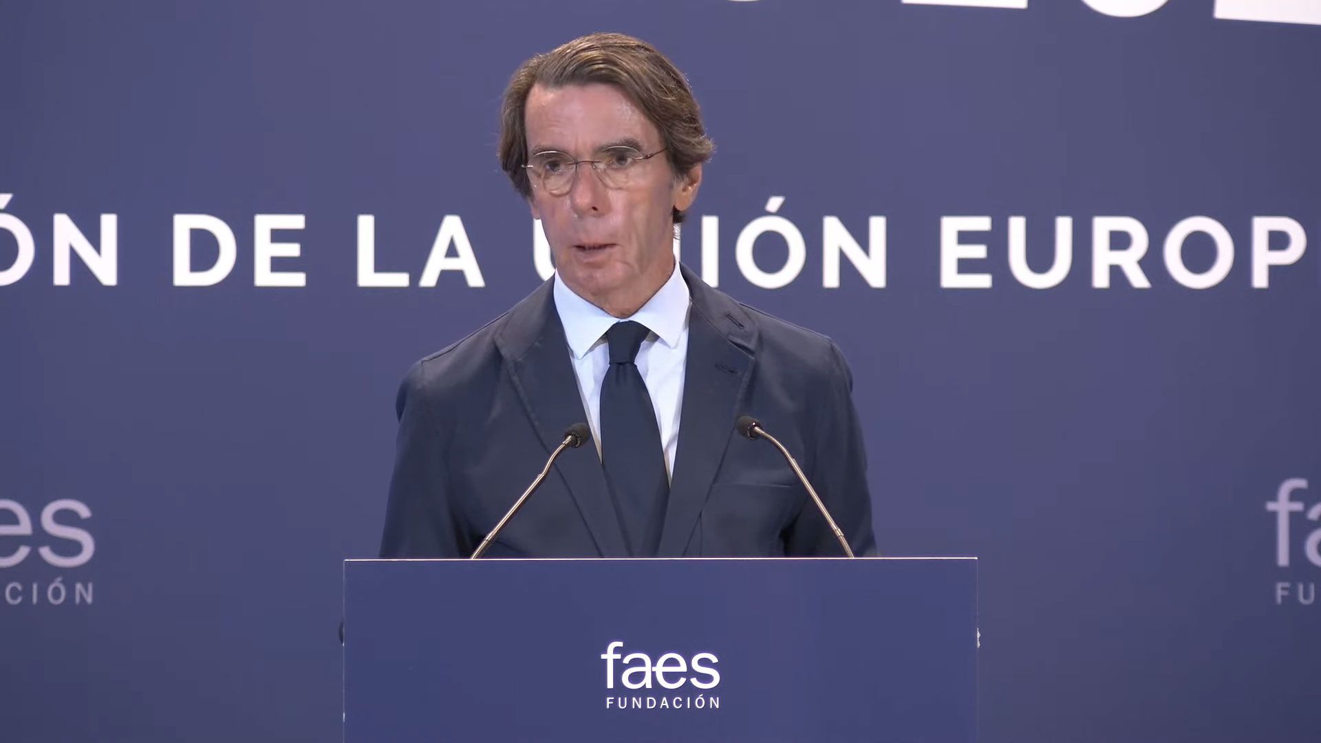 El expresidente José María Aznar durante la inauguración del campus anual de la Fundación FAES