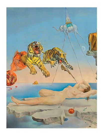 Sueño causado por el vuelo de una abeja alrededor de una granada, un segundo antes del despertar 1944, de Salvador Dalí