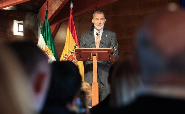 El rey Felipe VI, en el reciente "Encuentro de Academias Hispanoamericanas de la Historia", en Trujillo,Casa Real