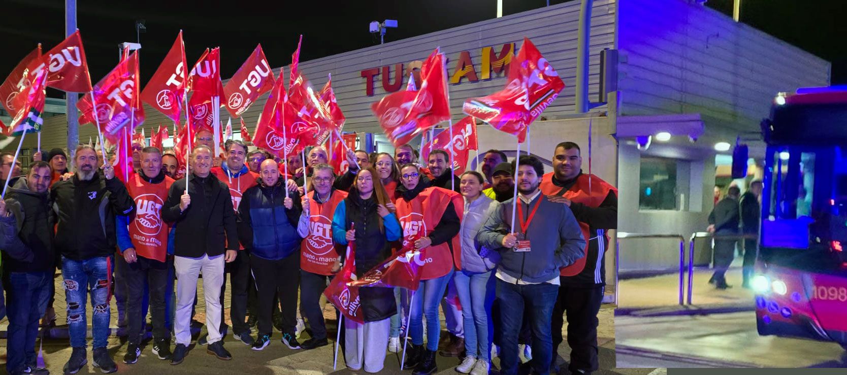 Huelga autobuses, foto UGT Sevilla, María Iglesias