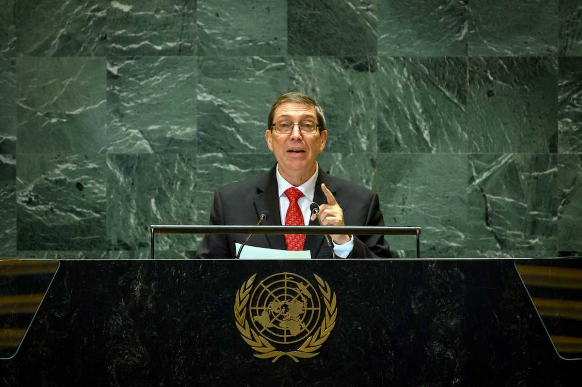 El ministro del Exterior de Cuba, Bruno Rodríguez Parrilla, en su participación previa a la votación de la Asamblea General contra el embargo de Estados Unidos a su país. | Foto: ONU/Loey Felipe ONU/Loey Felipe