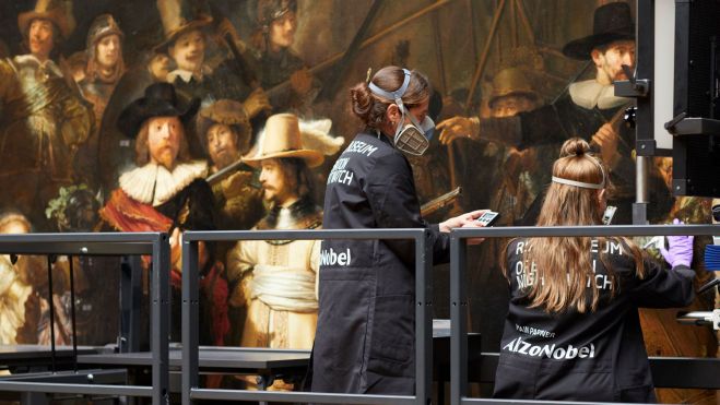 Restauración de "La ronda de noche", Foto de : Rijksmuseum/Henk Wildschut