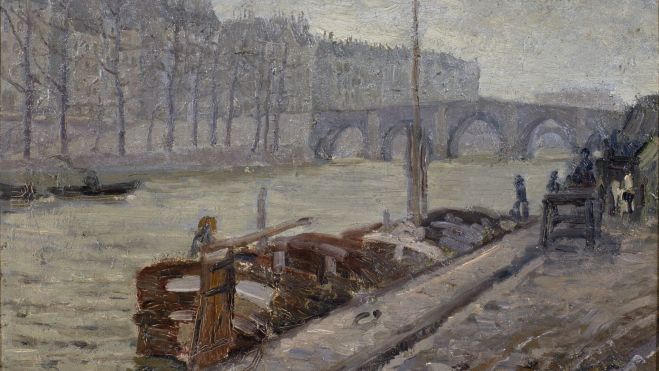 Marià Pidelaserra. 'El Sena en un día gris' (1900-1901). Óleo sobre lienzo. ©Museu Nacional d'Art de Catalunya, Barcelona (2024).