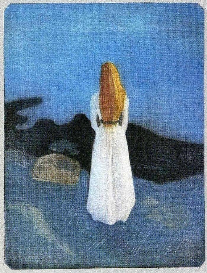 Edvard Munch, Young Girl on the Shore, 1896, aquatint with scraper and drypoint on zine, Munch Museum, Oslo