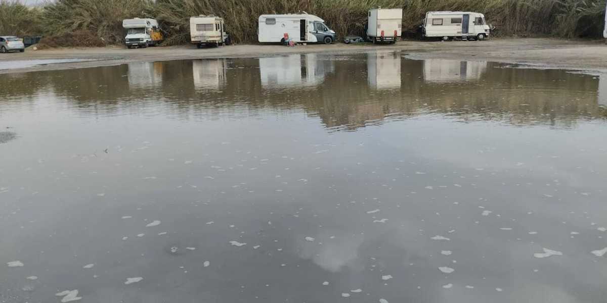 Futura zona hotelera hace 15 días en terreno inundable. | Foto: Ecologistas en Acción