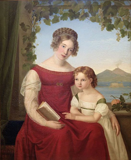 Luise Seidler (1786 Jena – 1866 Weimar) Ritratto di Dorothea Denecke von Ramdohr con la figlia Lilli 1819, Olio su tela, 118,5 x 96,2 cm Roma, Museo di Roma a Palazzo Braschi