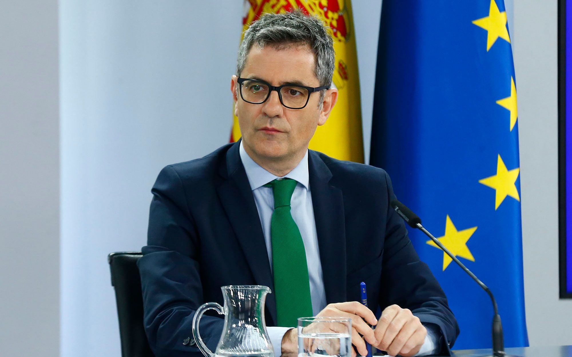 El ministro de la Presidencia, Justicia y Relaciones con las Cortes, Félix Bolaños, durante la rueda de prensa tras el Consejo de Ministros.