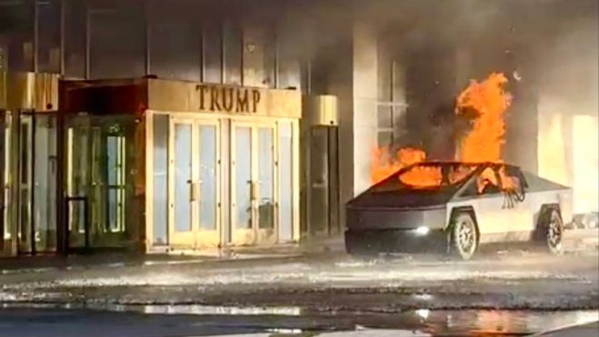 Un coche Tesla exploto a las puertas de un hotel Trump en Las Vegas