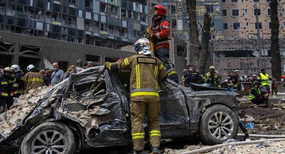 Resultado de un ataque con misiles en el centro de Kiev, Ucrania. | Foto: UNICEF/Ukraine