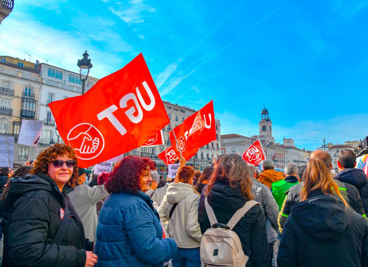 La secretaria general de UGT Madrid, Susana Huertas. en la manifestación por el derecho a una vivienda digna en Madrid, foto Agustín Millán