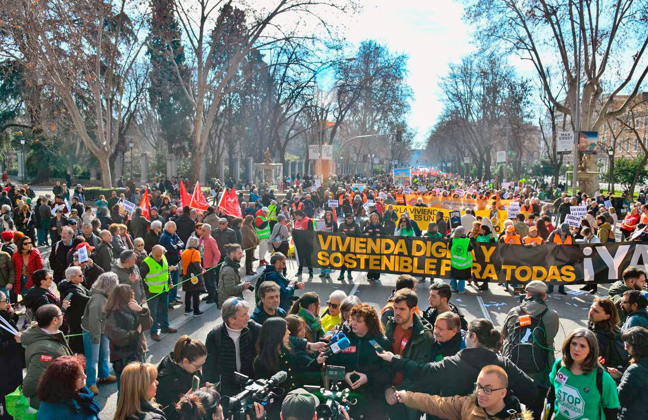 La secretaria general de UGT Madrid, Susana Huertas. en la manifestación por el derecho a una vivienda digna en Madrid, foto Agustín Millán