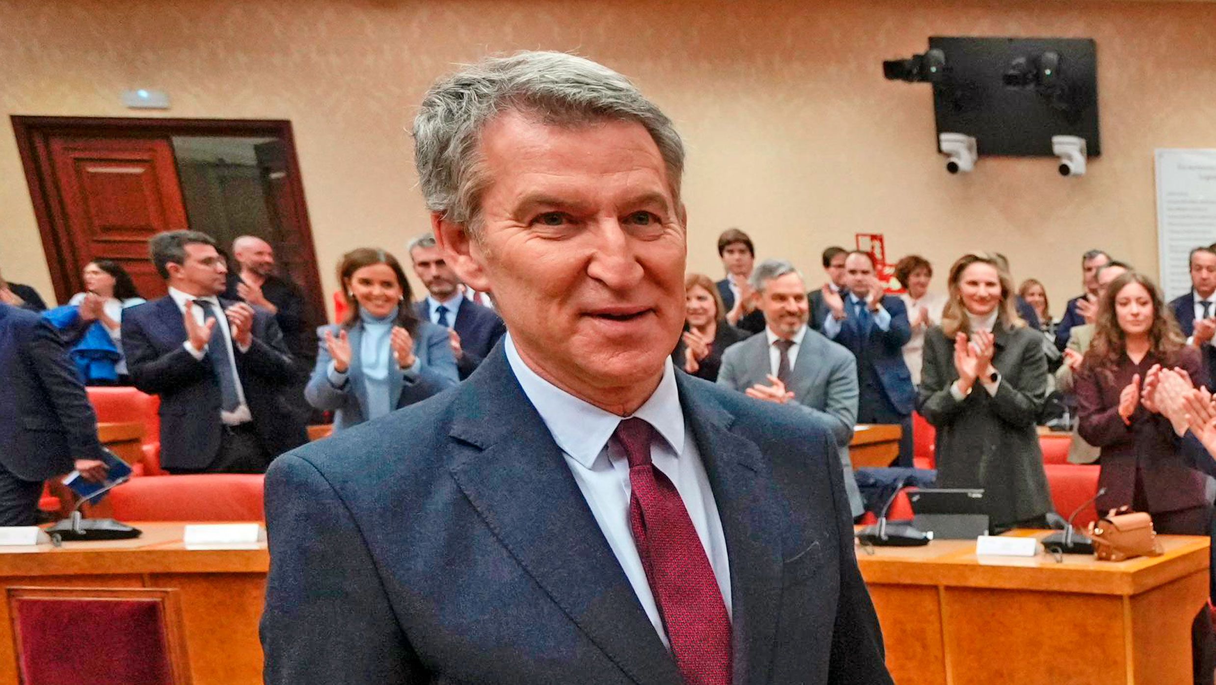 El presidente del Partido Popular, Alberto Núñez Feijóo esta mañana en el Congreso, foto PP