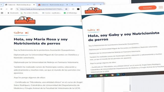 Los títulos que dice ostentar la "veterinaria nutricionista". | Foto: FACUA