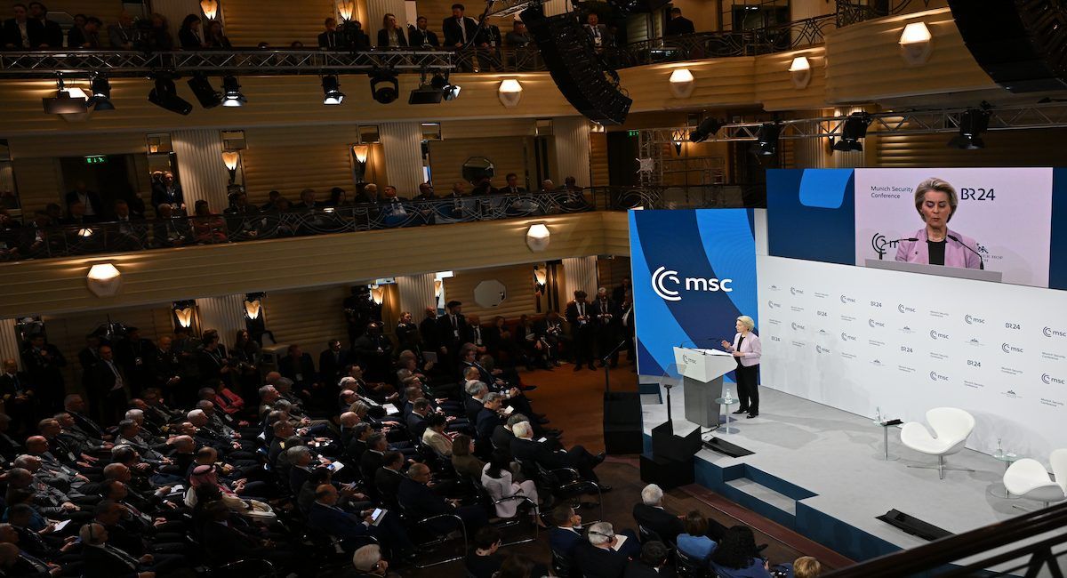 La presidenta von der Leyen durante su discurso en la Conferencia de Seguridad de Múnich. | Foto: Comisión Europea