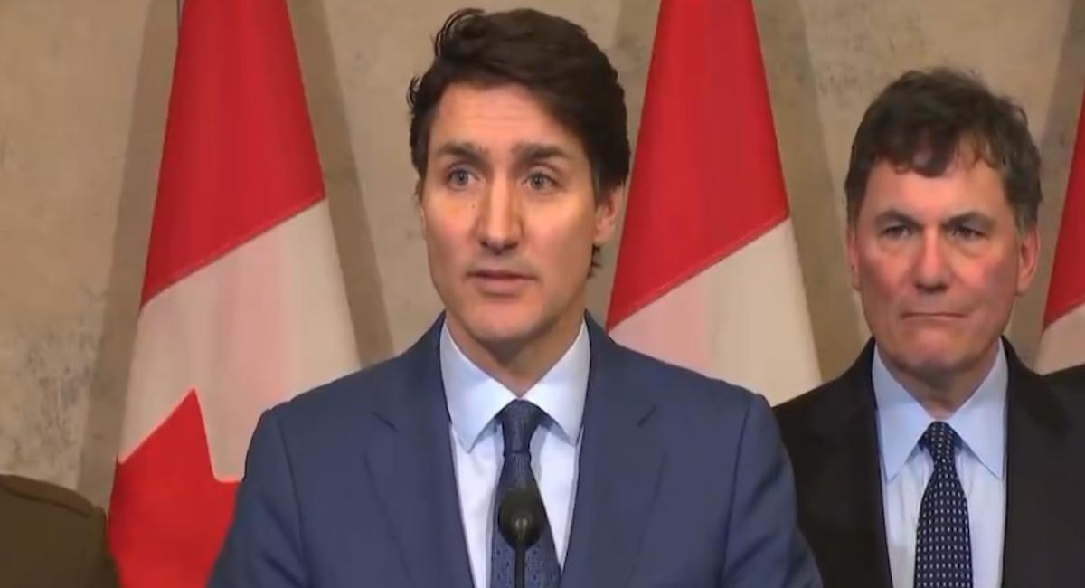 El primer ministro canadiense, Justin Trudeau, durante la rueda de prensa en la que ha anunciado los aranceles a EE.UU.