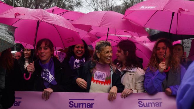 Yolanda Díaz, vicepresidenta y minitra de Trabajo, Manifestación en Madrid por el Día de la Mujer, foto Agustín Millán