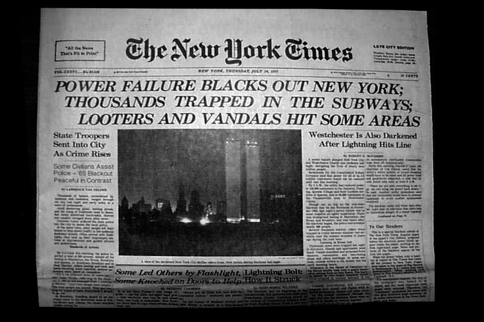 Portada del The New York Times del 14 de julio de 1977 Portada del The New York Times del 14 de julio de 1977