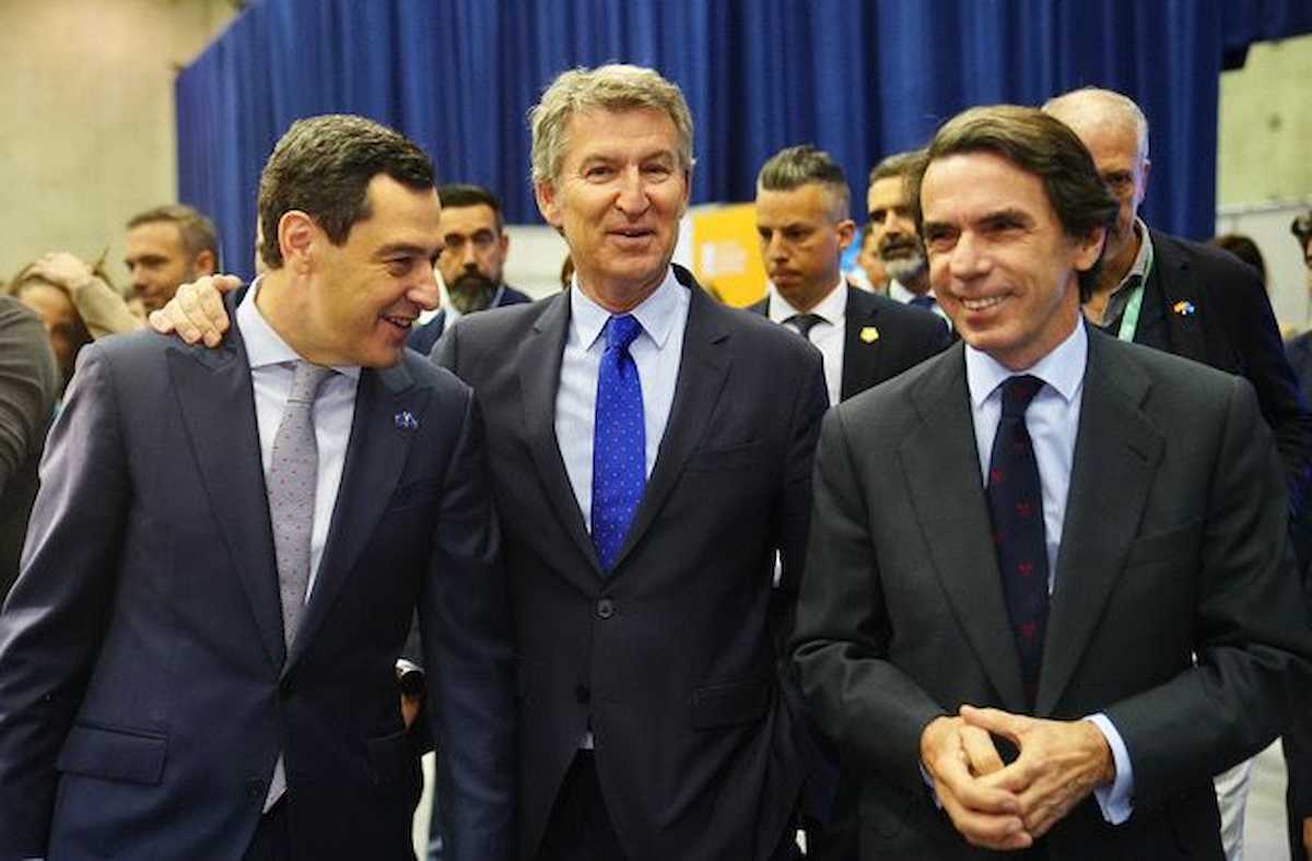 Moreno Bonilla, Feijóo y Aznar en una imagen de archivo.