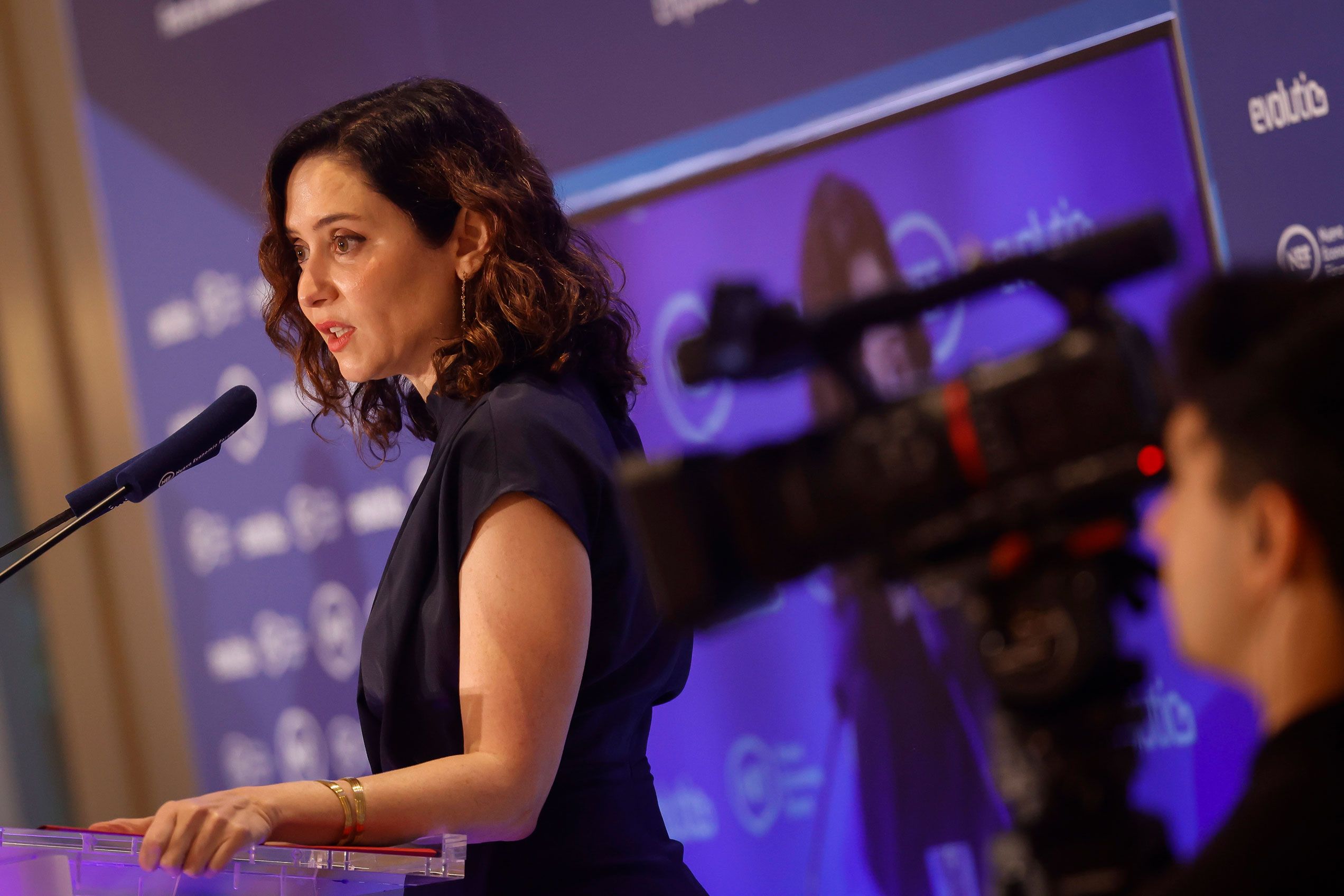 la presidenta de la Comunidad de Madrid, Isabel Díaz Ayuso, hoy en el Desayuno informativo que protagoniza en Nueva Economía Fórum