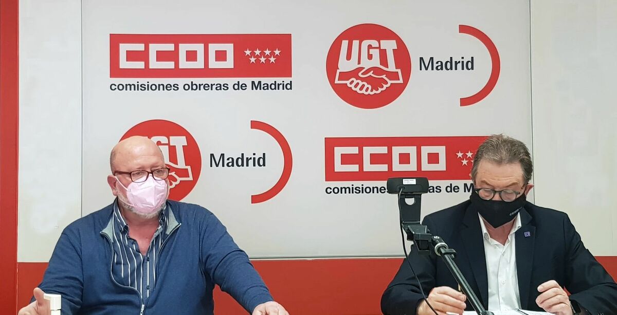 Los secretarios generales de UGT y CCOO en Madrid, Luis Miguel López Reíllo y Jaime Cedrún