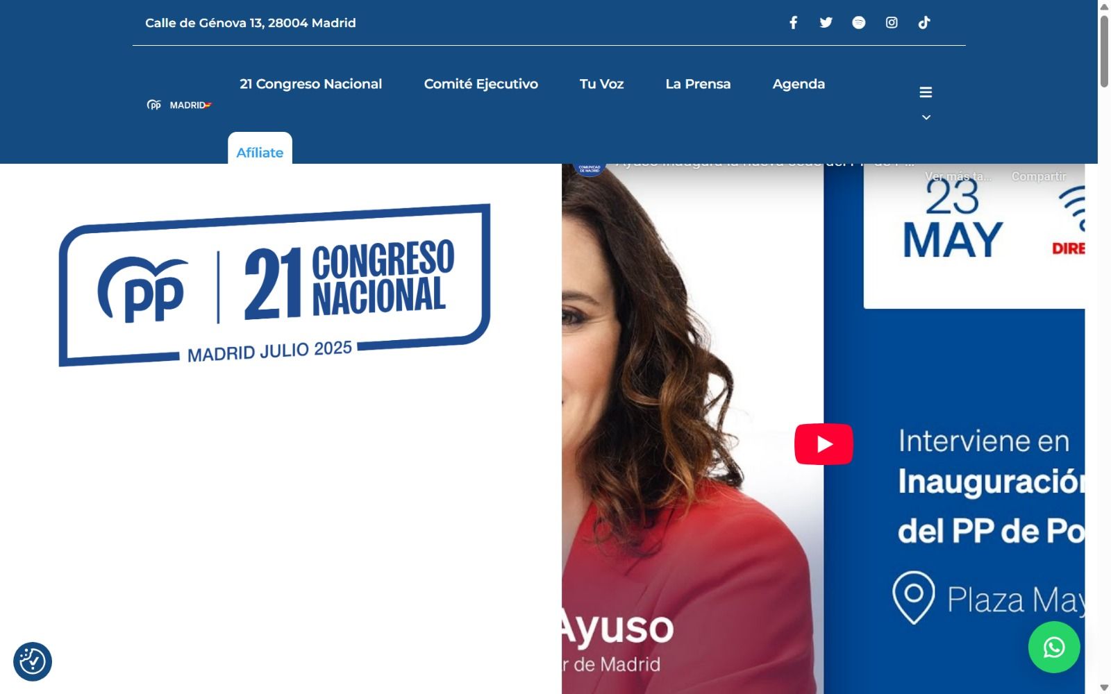 Página web del PP de Madrid Página web del PP de Madrid