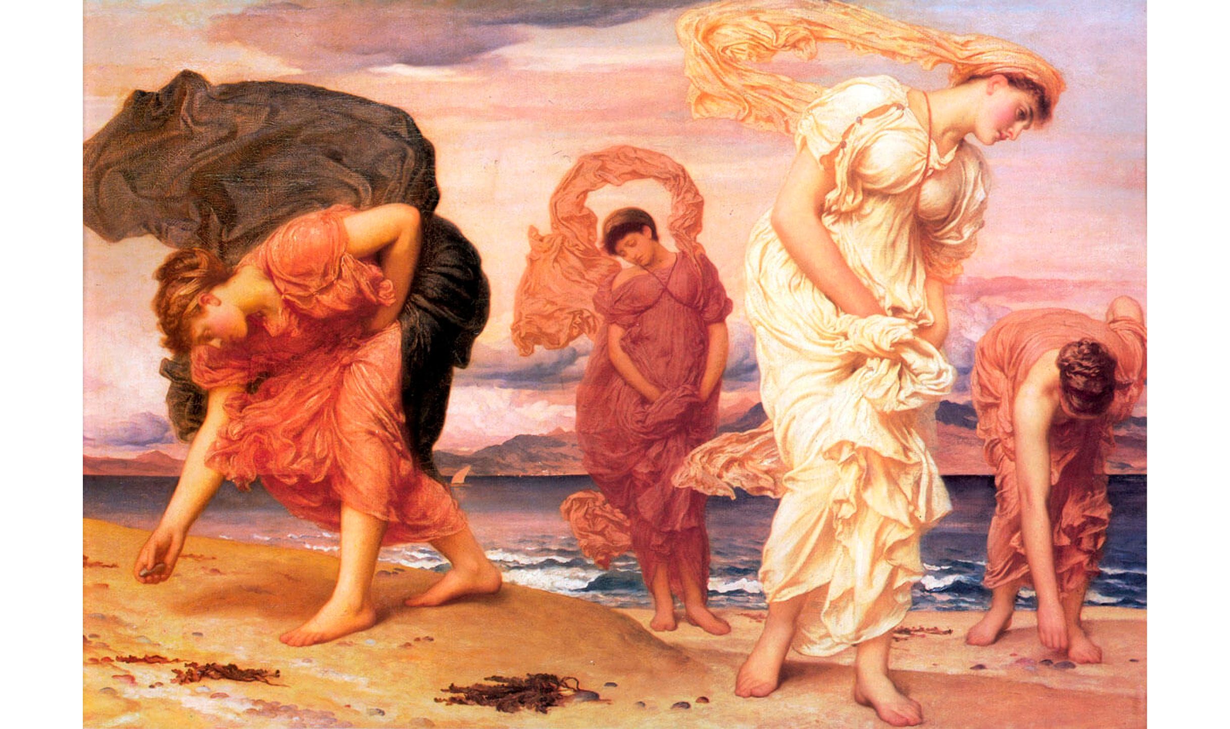 Lord Frederic Leighton, Muchachas griegas recogiendo guijarros a la orilla del mar, 1871 Lord Frederic Leighton, Muchachas griegas recogiendo guijarros a la orilla del mar, 1871