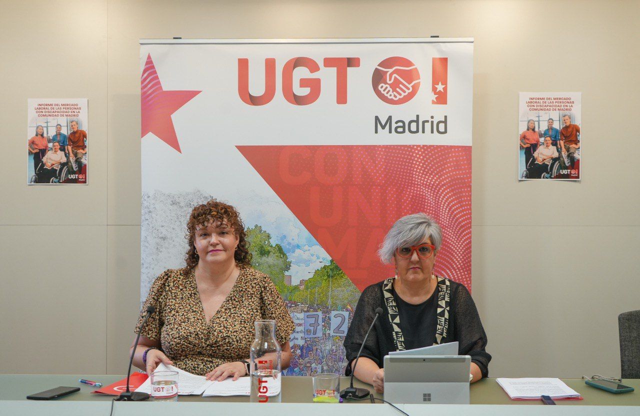 Susana Huertas, secretaria general de UGT Madrid y Laura Muñoz, secretaria de Políticas Sociales de UGT Madrid presentan el informe “UGT mercado laboral de las personas con discapacidad 2025”, foto Agustín Millán