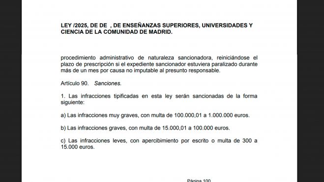 Anteproyecto de Ley de Enseñanzas Superiores, Universidades y Ciencia de la Comunidad de Madrid Anteproyecto de Ley de Enseñanzas Superiores, Universidades y Ciencia de la Comunidad de Madrid