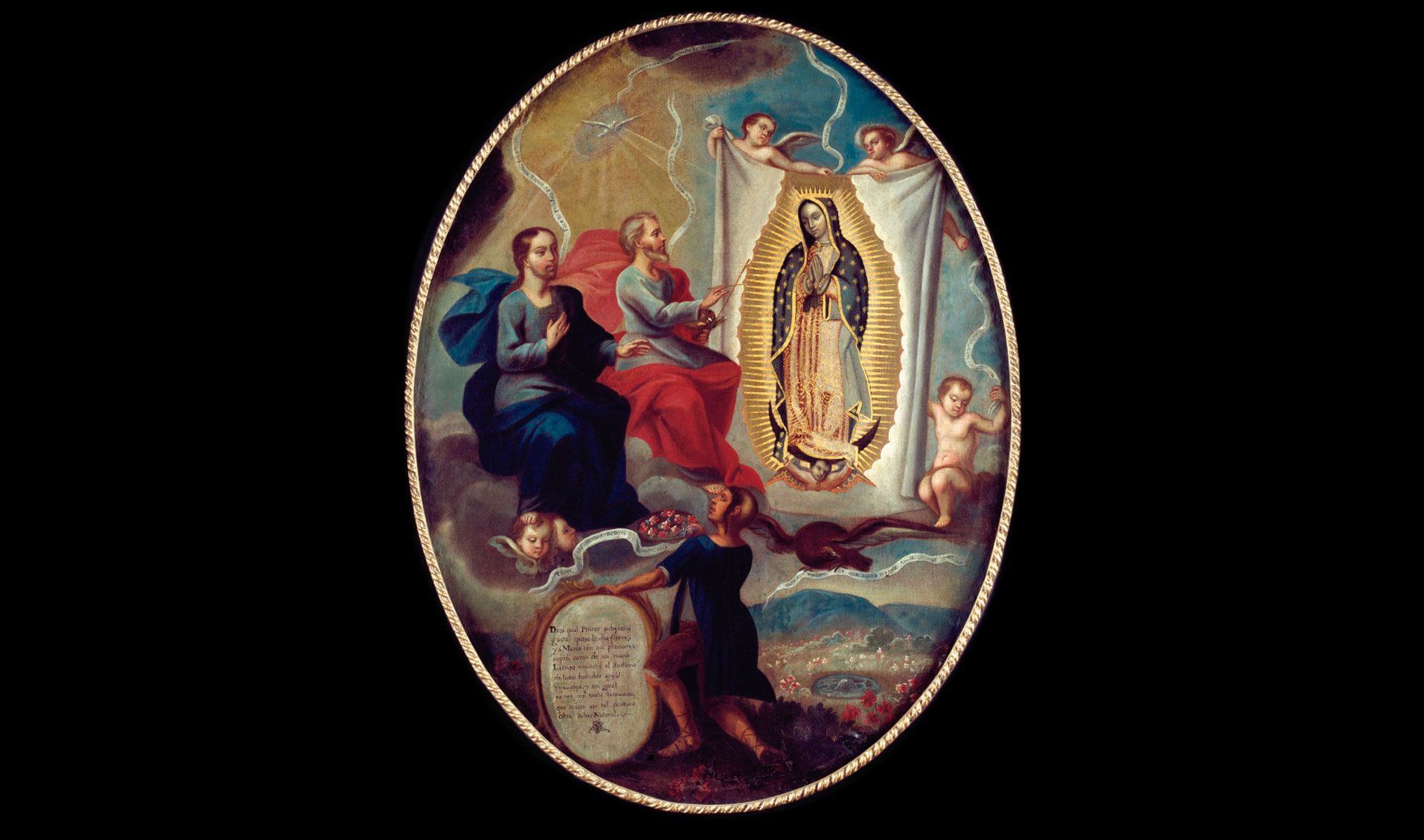 El Padre Eterno pintando a la Virgen de Guadalupe Atribuido a Joaquín Villegas (act. h. 1713 53)Óleo sobre lienzo h. 1740 50 Ciudad de México, INBAL Museo Nacional de Arte, Donación FONCA,1991 El Padre Eterno pintando a la Virgen de Guadalupe Atribuido a Joaquín Villegas (act. h. 1713 53)Óleo sobre lienzo h. 1740 50 Ciudad de México, INBAL Museo Nacional de Arte, Donación FONCA,1991
