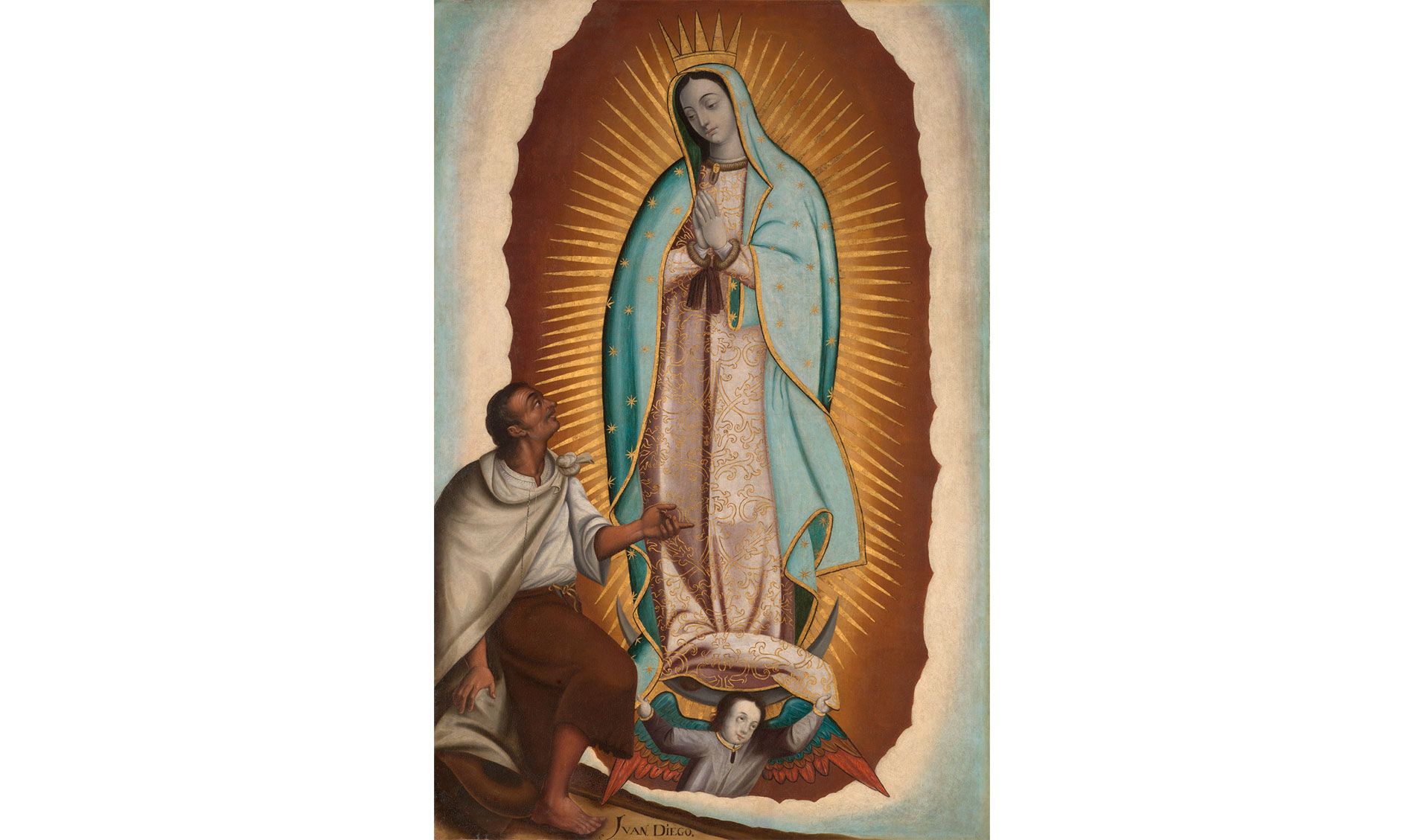 Primera aparición de la Virgen de Guadalupe Autoría desconocida (Puebla) Autoría desconocida (Puebla) h. 1690 1720 Jerez de la Frontera (Cádiz), iglesia de San Miguel Primera aparición de la Virgen de Guadalupe Autoría desconocida (Puebla) Autoría desconocida (Puebla) h. 1690 1720 Jerez de la Frontera (Cádiz), iglesia de San Miguel