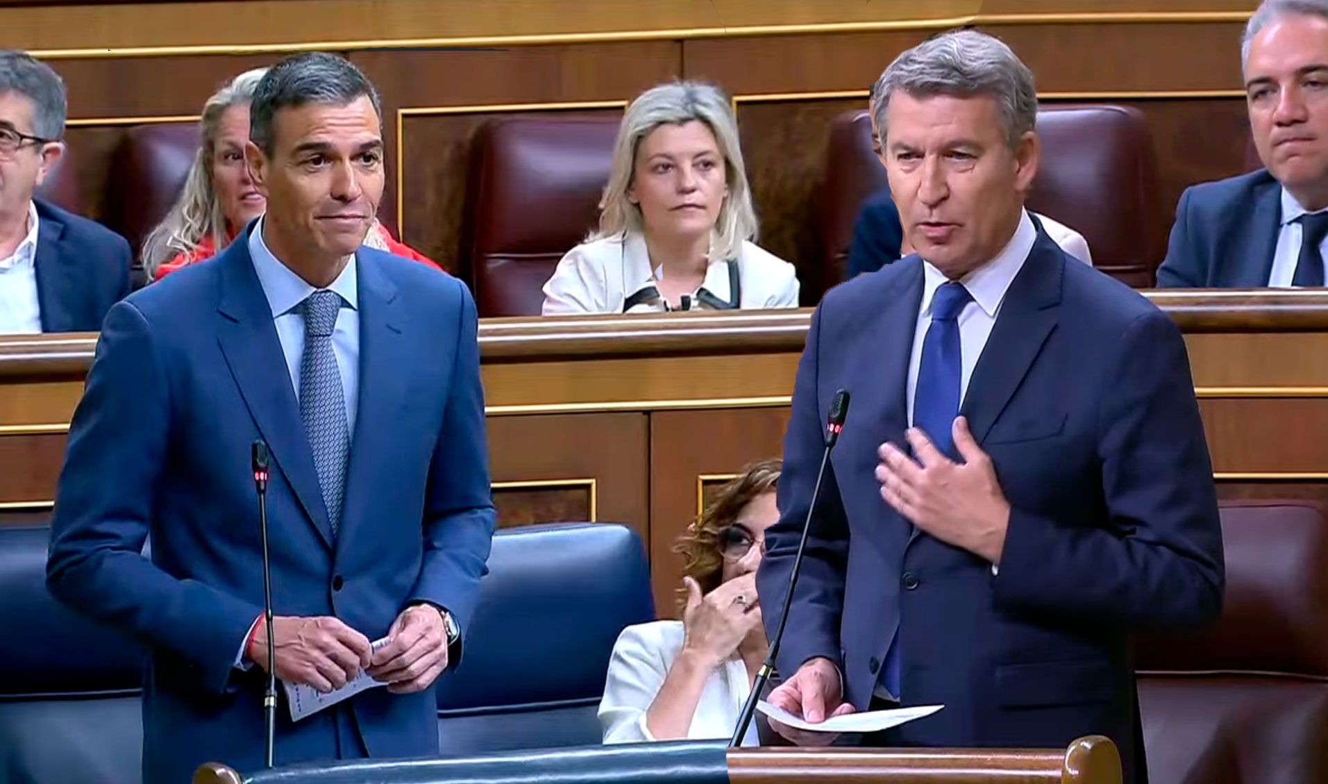 Pedro Sánchez y Alberto Núñez Feijóo en la sesión de Control de hoy