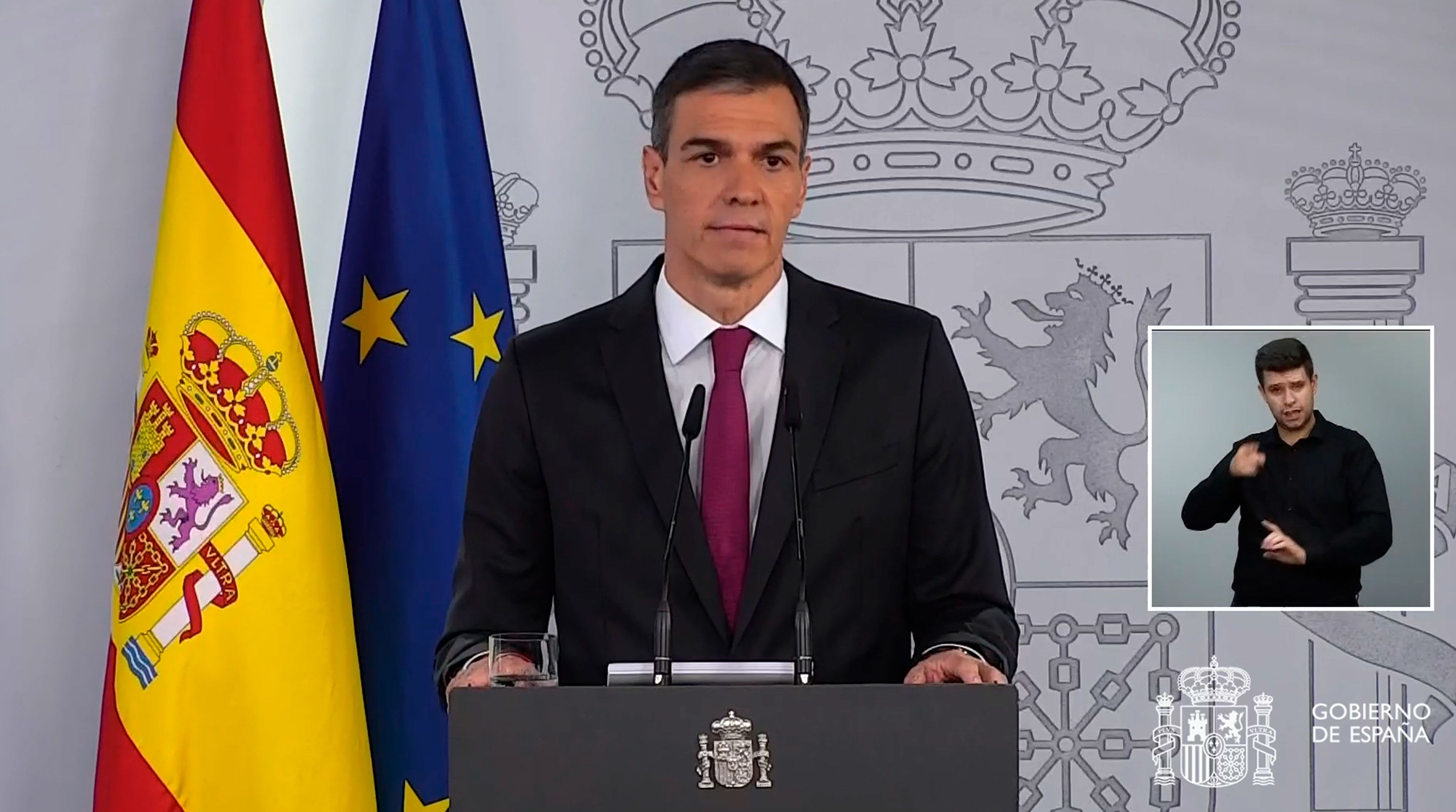 Pedro Sánchez en su comparecencia de este domingo para anunciar su acuerdo de gasto en defensa con la OTAN