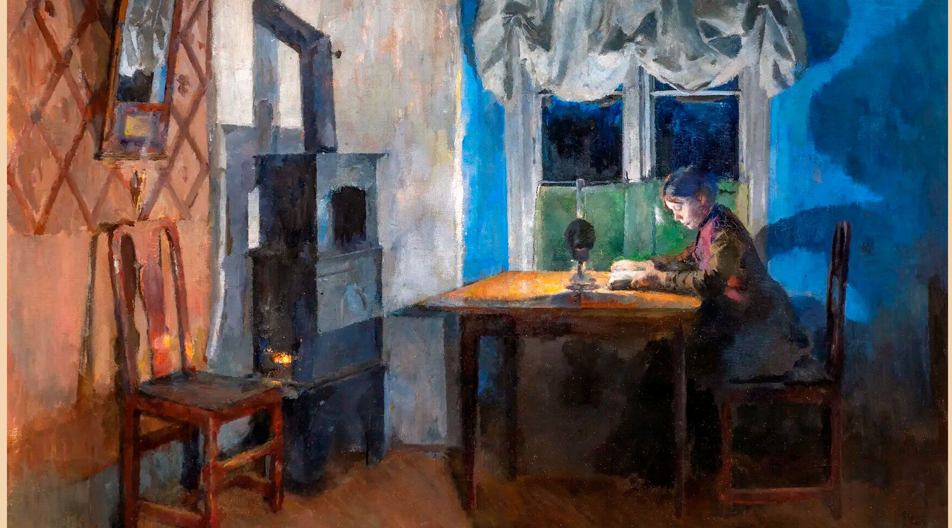 Harriet Backer, By the lamp light, 1890. Courtesy of Kode Museums Harriet Backer, By the lamp light, 1890. Courtesy of Kode Museums