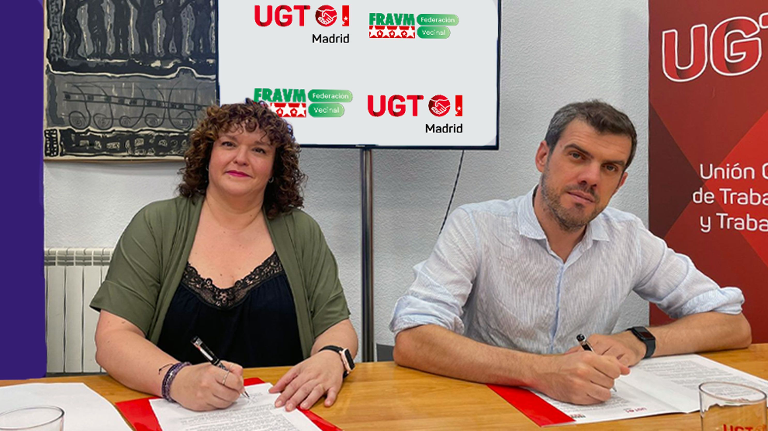 UGT MadridEl acuerdo fue rubricado por la secretaria general de UGT Madrid, Susana Huertas Moya, y el presidente de la FRAVM, Jorge Nacarino, en un acto celebrado en la sede sindical madrileña.